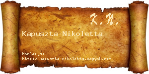 Kapuszta Nikoletta névjegykártya