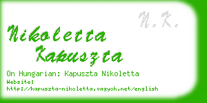 nikoletta kapuszta business card